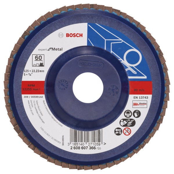 Bosch Fächerschleifscheibe Expert for Metal 125 22,23 60 gerade Kunststoffteller - 2608607366