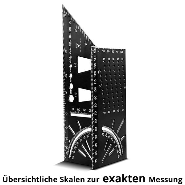 STAHLWERK 2er Set Gehrungswinkel-Lineal mit Anschlag und Bohrlehre 3D-Winkel
