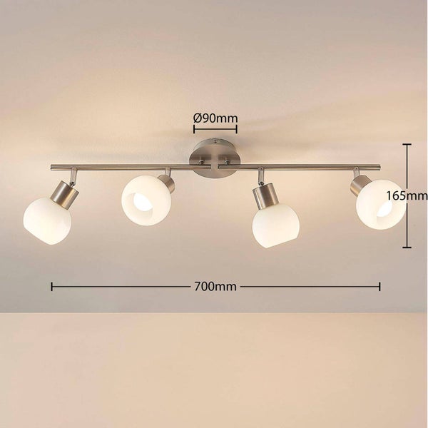 Lindby Deckenlampe drehbar und schwenkbar, Strahler Deckenstrahler Metall Glas Deckenleuchte 4x E14 ohne Leuchtmittel Lampe Wohnzimmer Küchenlampe