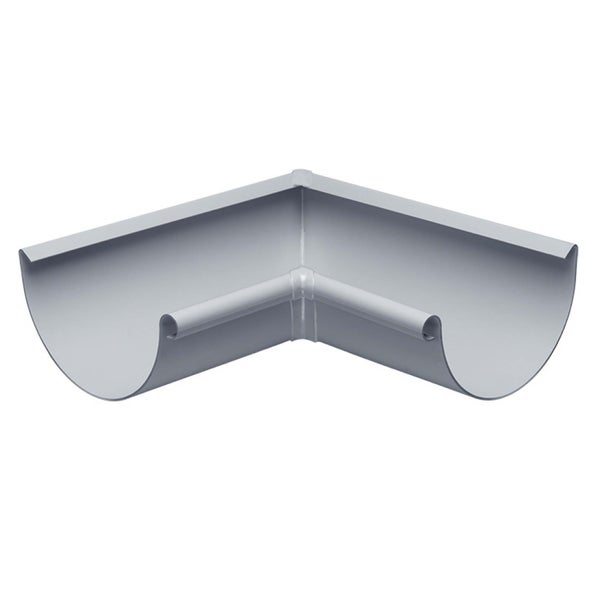 Dachrinnenwinkel 90 Grad aus Metall in Grau für die Dachentwässerung.