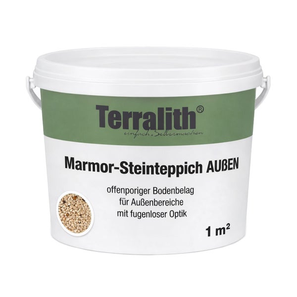 Terralith Marmor-Steinteppich für Außenbereiche, offenporiger Bodenbelag für 1 Quadratmeter.