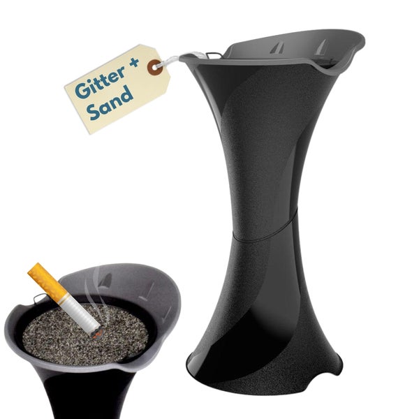 Standaschenbecher für Draußen Aschenbecher Outdoor Wetterfest Stand Aschenbecher für Draussen Standascher Säulenascher für Terrassen Balkone Stehaschenbecher Schwarz