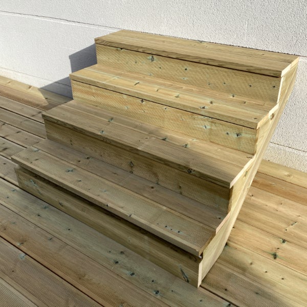 Außentreppe, Gartentreppe, Terrassentreppe  Holz H71cm 4 Stufen, Breite 120cm, MIT Setzstufen