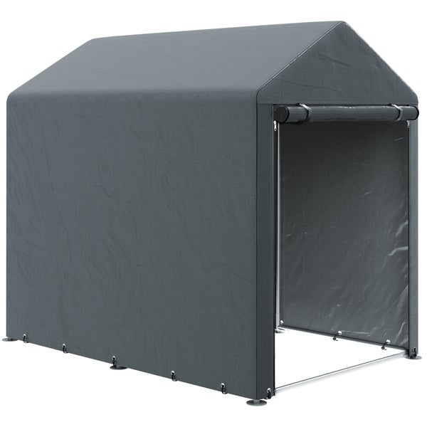 Outsunny Garagenzelt, mit UV-Schutz, Reißverschlusstür, Wasserabweisend Foliengarage, 1,2 x 1,79 x 1,65 m, Verzinkter Stahl, PE-Gewebe, Dunkelgrau