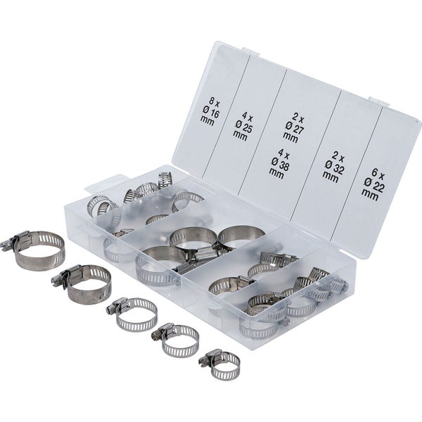 BGS Schlauchklemmen-Sortiment rostfrei Ø 16 - 38 mm 26tlg. - 8055-1