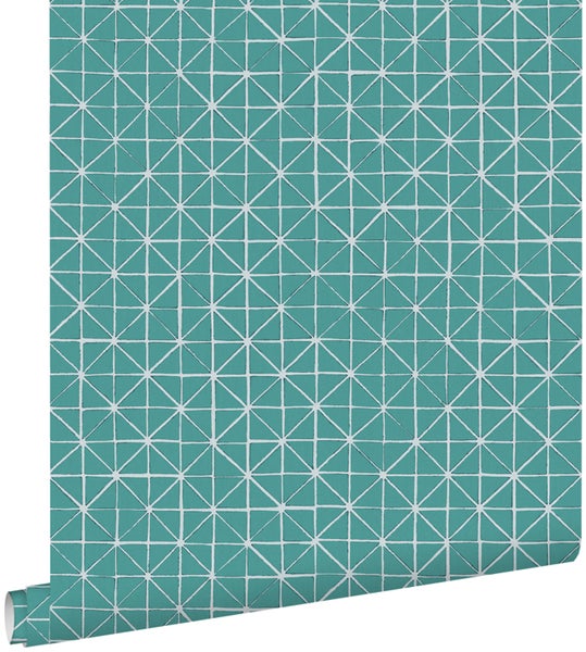 ESTAhome Tapete geometrische Formen Seegrün - 53 cm x 10.05 m - 148350