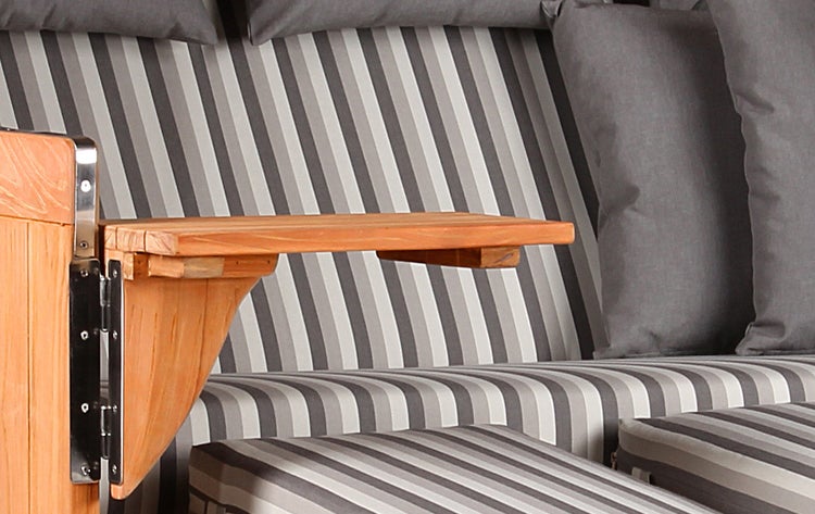 Strandkorb Westerland XXL Teak Bullauge PE shell Dessin 545