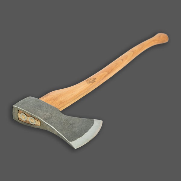 Spaltaxt mit Holzstiel und Helko Werk Logo