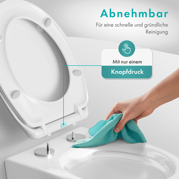 Engelbach® WC-Sitz Oval mit Absenkautomatik (Einfache Montage) Antibakteriell dank Urea-Duroplast
