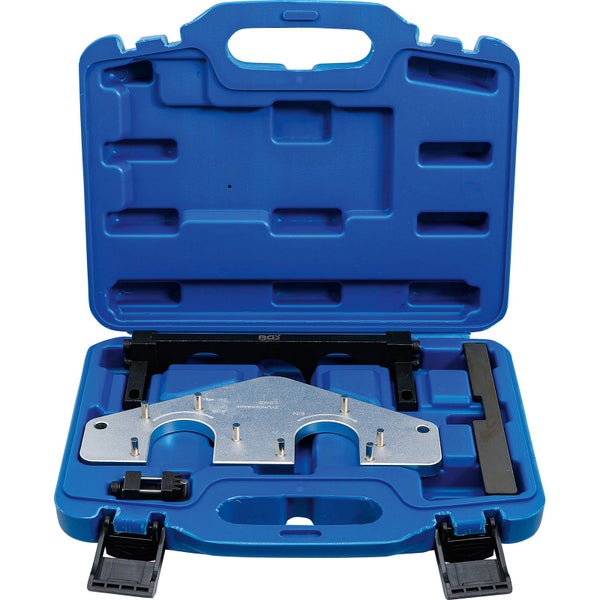 Steuerketten-Arretierwerkzeugsatz in geöffnetem, blauem Kunststoffkoffer