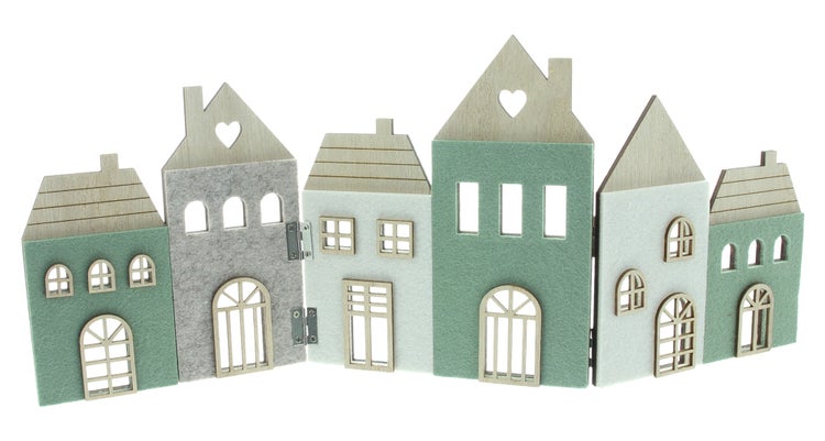 FRANK FLECHTWAREN|Häuser Nachbarschaft, 49 x1 x 20 cm, MDF, FILZ