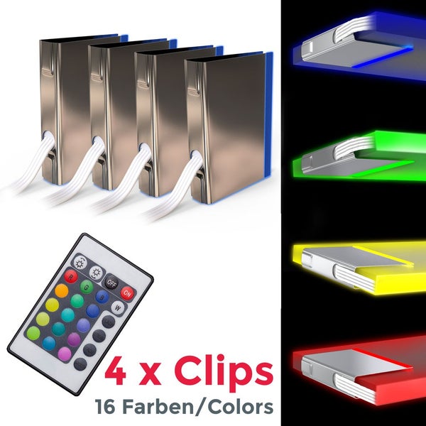 Schrankbeleuchtung - LED, Farbwechsel, Fernbedienung, RGB, chromfarbig