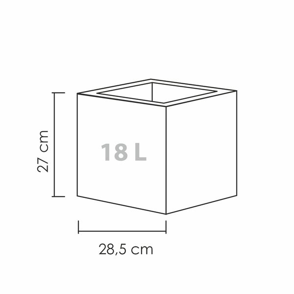 Scheurich C-Cube 30, Pflanzgefäß/Blumentopf/Pflanzkübel, quadratisch,  aus Kunststoff Farbe: Stony Grey, 28,5 cm Durchmesser, 27 cm hoch, 18 l Vol.