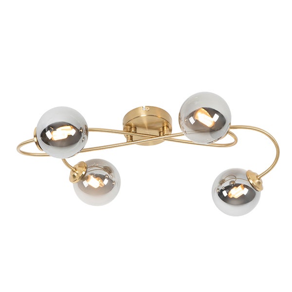 Deckenleuchte mit vier Leuchten aus Glas