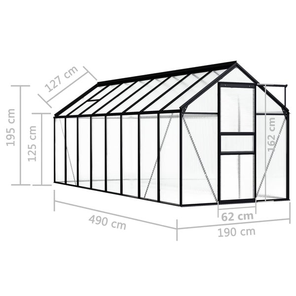 Gewächshaus Anthrazit Aluminium 9,31 m²