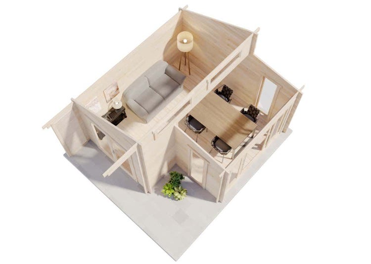 Alpholz Gartenhaus Lausitz-40 ISO mit Schiebetür aus Holz Holzhaus Wandstärke: 40 mm Blockbohlenhaus