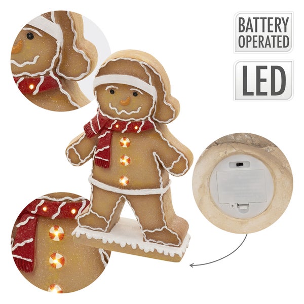 Lebkuchenmann Weihnachtsdekoration mit LED Beleuchtung und Batteriebetrieb
