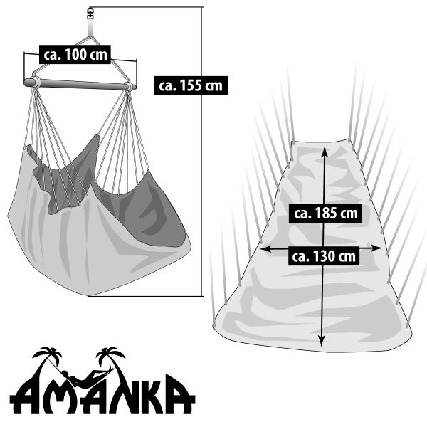 XXL Hängesessel Relaxsessel 185x130cm bis 150kg in Anthrazit