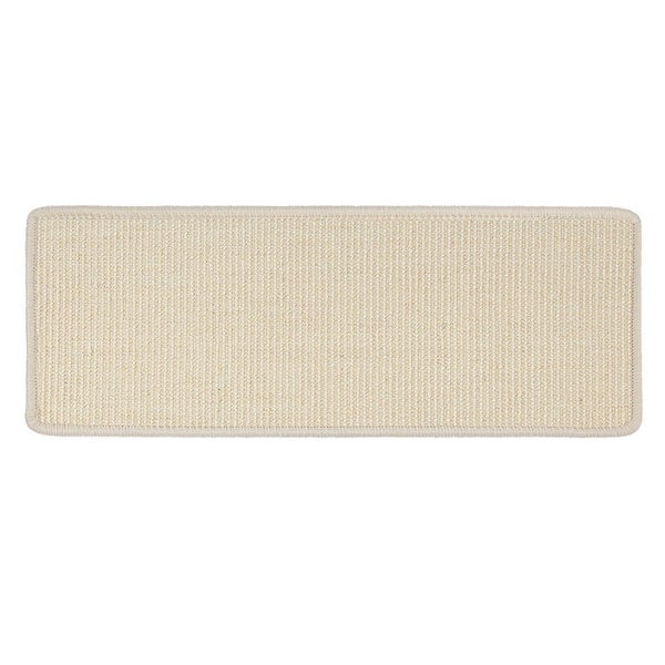 FLOORDIREKT Stufenmatte aus Sisal - Pure Nature - Umkettelt & Selbstklebend - Elfenbein - 23,5 x 65 cm - Rechteckig ohne Lippe