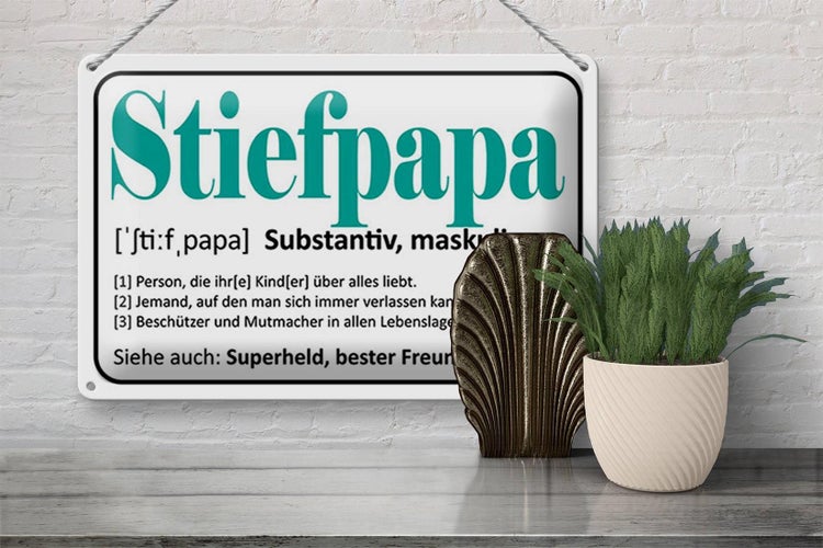 Blechschild Spruch 30x20cm Stiefpapa Superheld Freund