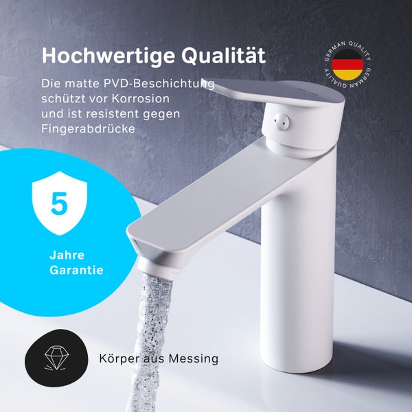 AM.PM Waschtischarmatur mit Einhebelmischer FTA02133 Hit Weiß matt