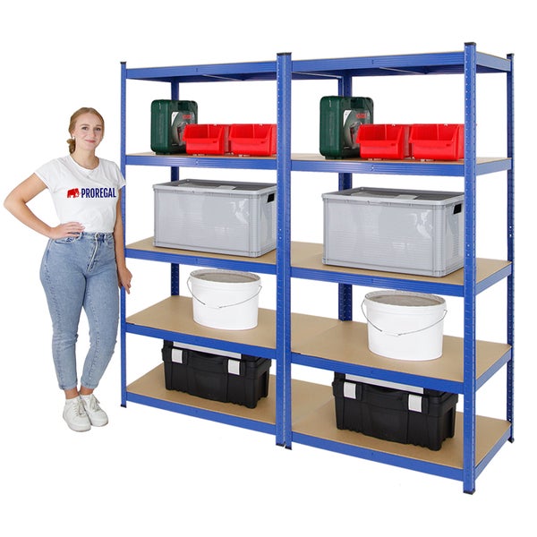 PROREGAL Mega Deal 2x Schwerlastregal Taurus HxBxT 180 x 90 x 60 cm Fachlast 175 kg Blau