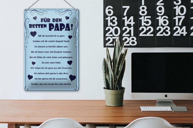 Blechschild Spruch 20x30cm Für den besten Papa