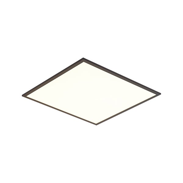 Quadratisches LED-Panel Deckenleuchte mit schwarzem Rahmen.
