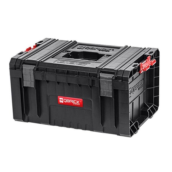 PROREGAL QBRICK Werkzeugkasten Pro Toolbox HxBxT 24 x 45 x 33 cm 3 Trennstege 19 Liter Mit Deck & Teleskopgriffe Mit Klemmverschlüsse Metall Schwarz