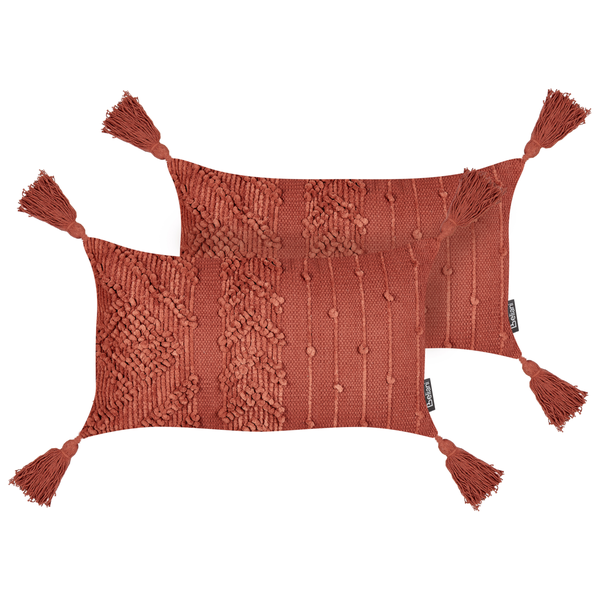 Dekokissen 2er Set VALVARIA Baumwolle 30 x 50 cm Rot ZickZack-Muster