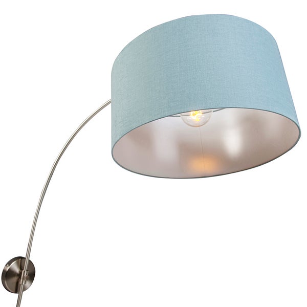 Wandleuchte mit Stoffschirm und Metallarm