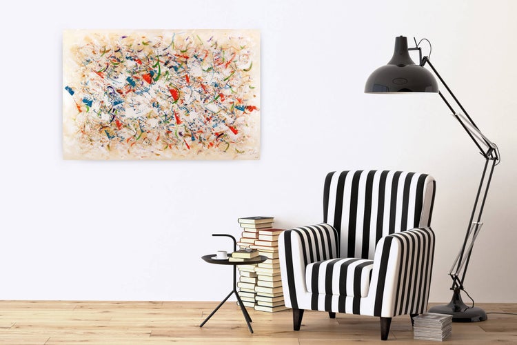 Handgemaltes Gemälde Acrylfarbe 120x80cm Beige