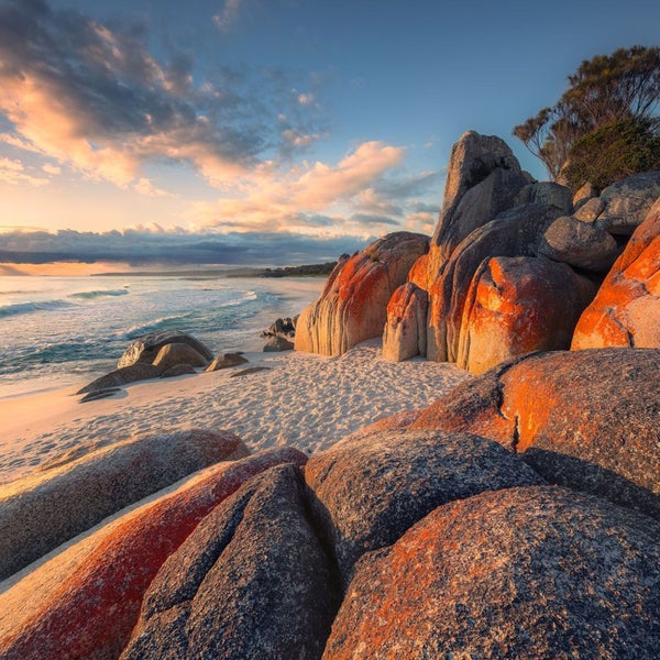 Landschaftsansicht eines Strandes mit Felsen