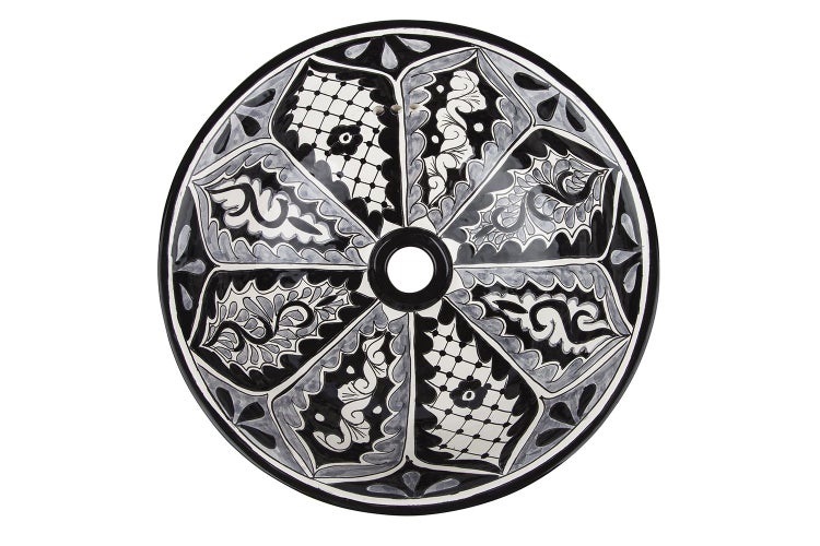 Waschbecken aus Keramik mit Ornamentmuster