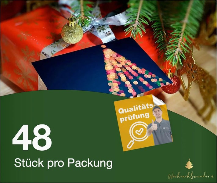 Weihnachtliche Grußkarten, 48 Stück pro Packung