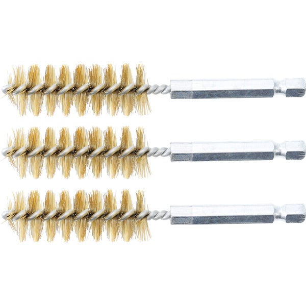 BGS Messingbürste 17 mm Antrieb Außensechskant 6,3 mm (1/4) 3tlg. - 3078-17-M