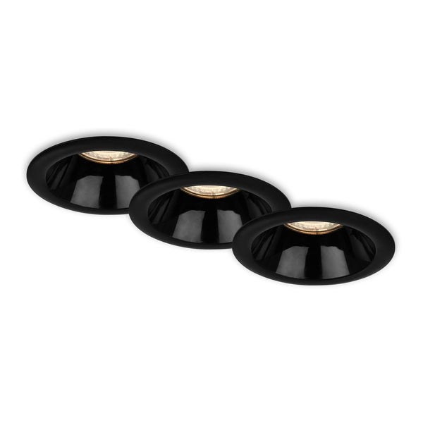 LED Einbauleuchten 3er Set GU10 versenkte Fassung IP23 schwarz Ø9,5cm Briloner
