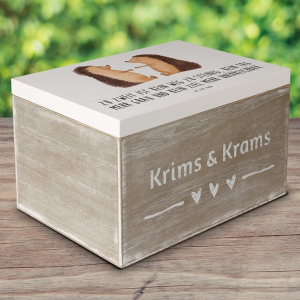 Mr. & Mrs. Panda 25 x 18 cm Holzkiste Hochzeit Igel - Weiß