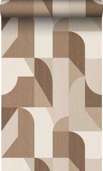 Origin Wallcoverings Tapete Kreise im Bauhaus-Stil Braun und Beige - 50 x 900 cm - 348028
