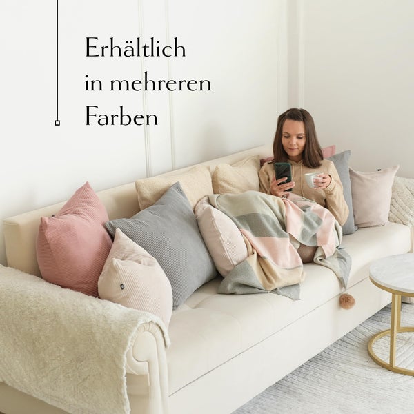 Cord Kissenbezug 50x50 - 4er Kordsamt Weiche Kissenbezüge 50x50 - Dekokissen Sofakissen - Kord Kissenhüllen 50x50 cm - Sofa Kissenbezug Cord - Kissen Deko Kissenbezug 50x50 Grau