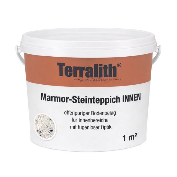 Terralith Marmor-Steinteppich für Innenbereiche, offenporiger Bodenbelag für 1 Quadratmeter.