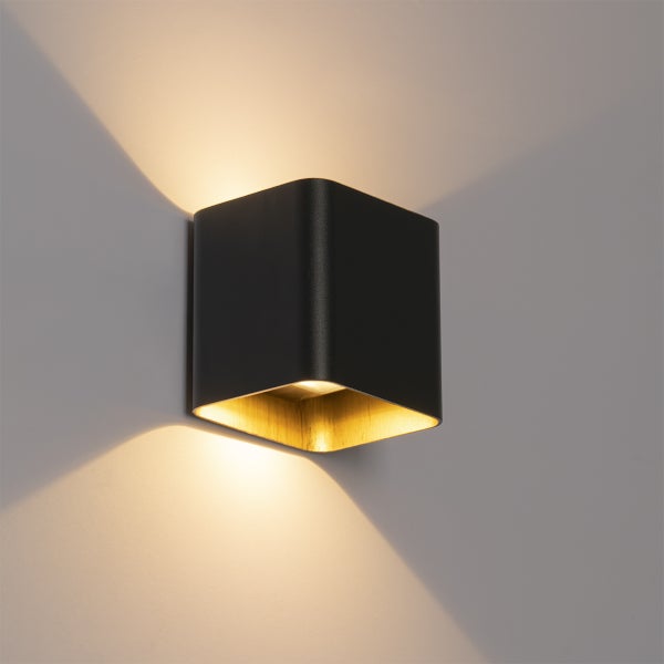Moderne Wandleuchte schwarz inkl. LED IP54 quadratisch - Evi