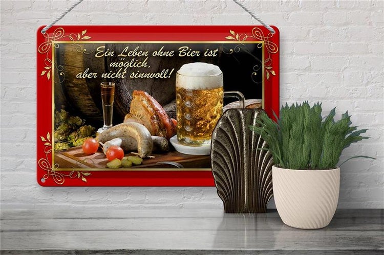Blechschild Spruch 30x20cm Leben ohne Bier ist sinnlos