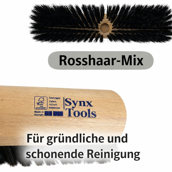Synx Tools Kehrbesen mit Rosshaar-Mix und Holzstiel