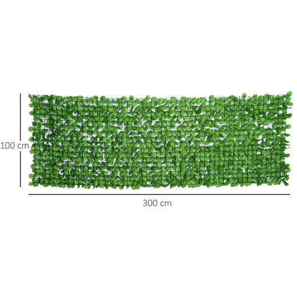 Outsunny Künstliche Hecke, 300 x 100 cm, PE, Gewebe, Hellgrün