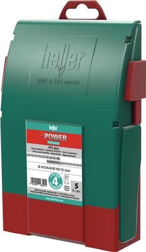 Heller 4 Power SDS-Plus Hammerbohrer Set mit fünf Teilen im Koffer