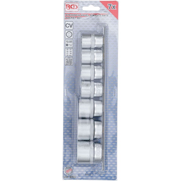 BGS Steckschlüssel-Einsatz-Satz Zwölfkant Antrieb Innenvierkant 12,5 mm (1/2) SW 20 - 32 mm 7tlg. - 9109