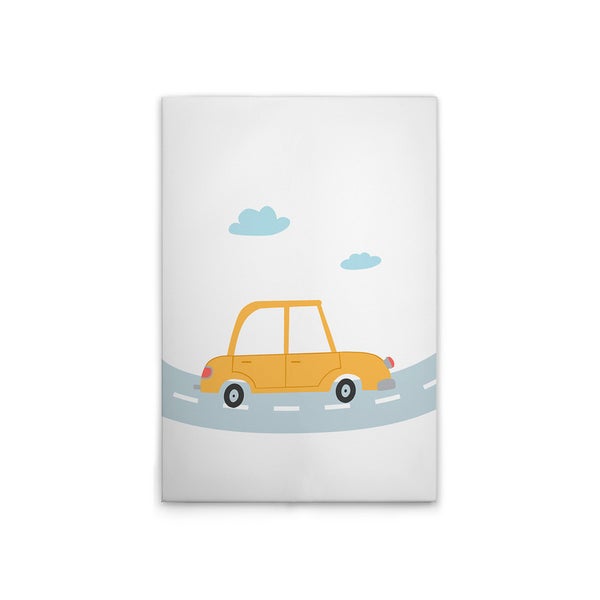 Leinwandbild mit einem gelben Auto auf einer Straße