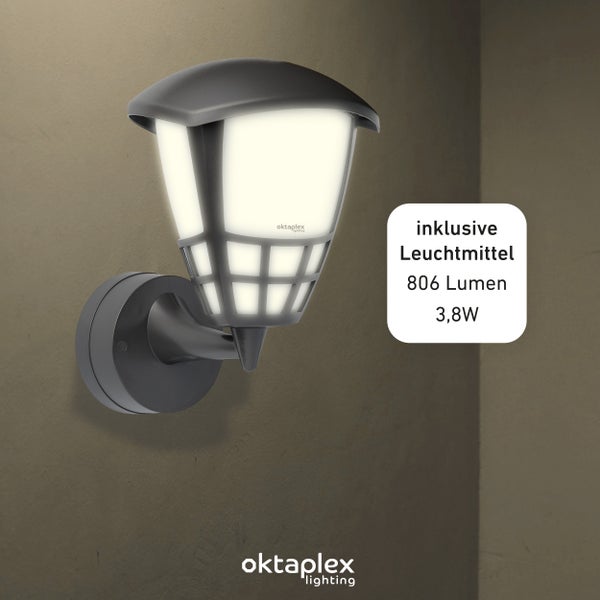 Außenlampe Oktaplex Bel E27 2700K warmweiß 806lm IP54 anthrazit 230V elegante Leuchte für Garten Terrasse Außenlaterne Wandlampe