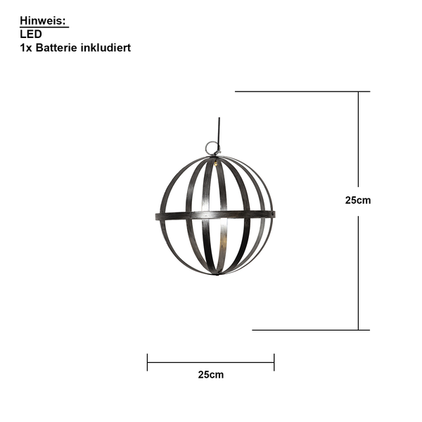 Dekorative LED-Kugelleuchte mit 25 cm Durchmesser inklusive Batterie